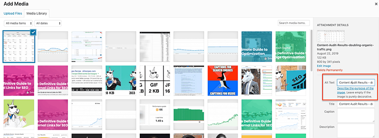 how to add alt text to images on WordPress