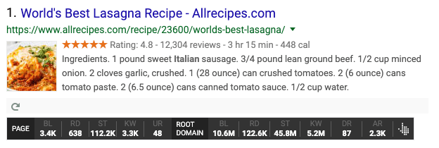 example of recipe structured data