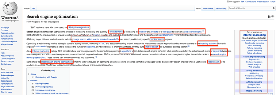 how wikipedia uses internal links to improve organic traffic