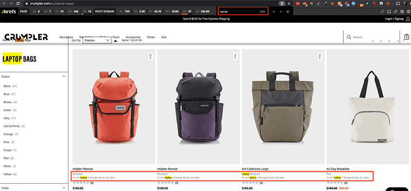overoptimized ecommerce category pages
