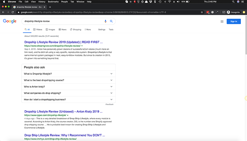 dropship lifestyle review search results