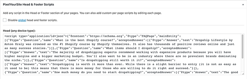 how to add faq schema to post header