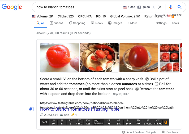 better formatting for featured snippets