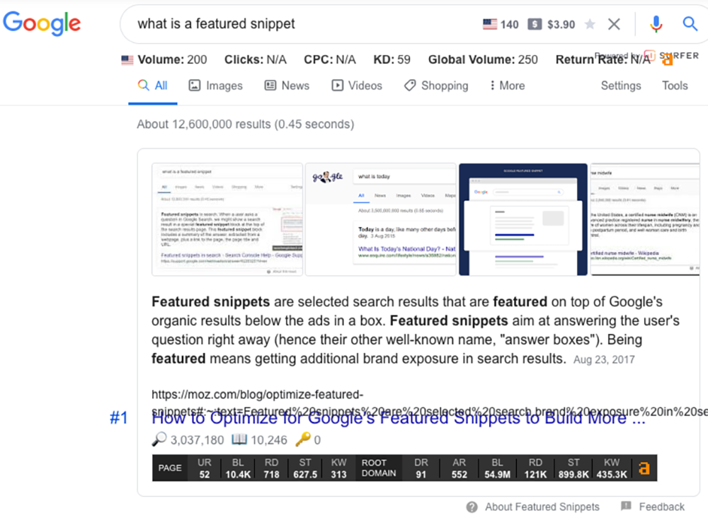 what is a featured snippet